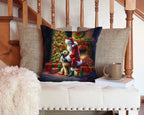 Irish Wolfhound and Santa Claus Throw Pillow