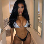 Luxury Women's Bikini Set with Rhinestones and Halter Neck