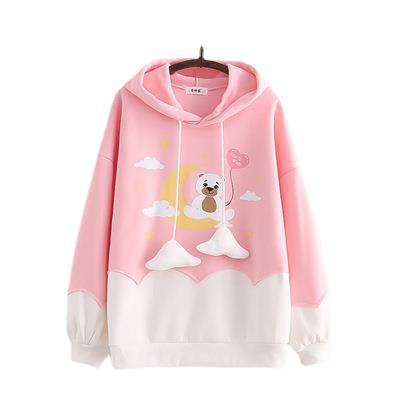 Cartoon Love Bear Print Colorful Hoodie | Streetwear