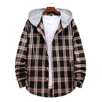 Men's Casual Hooded Plaid Cardigan for Autumn