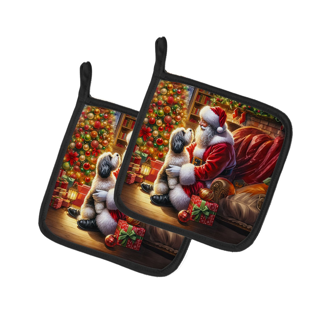 Havanese and Santa Claus Pair of Pot Holders