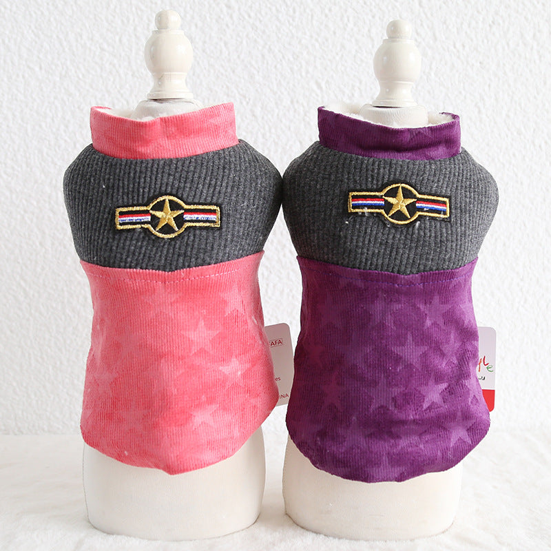 Corduroy Patchwork Star Vest for Dogs and Pets