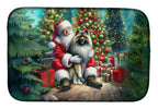 Keeshond and Santa Claus Dish Drying Mat