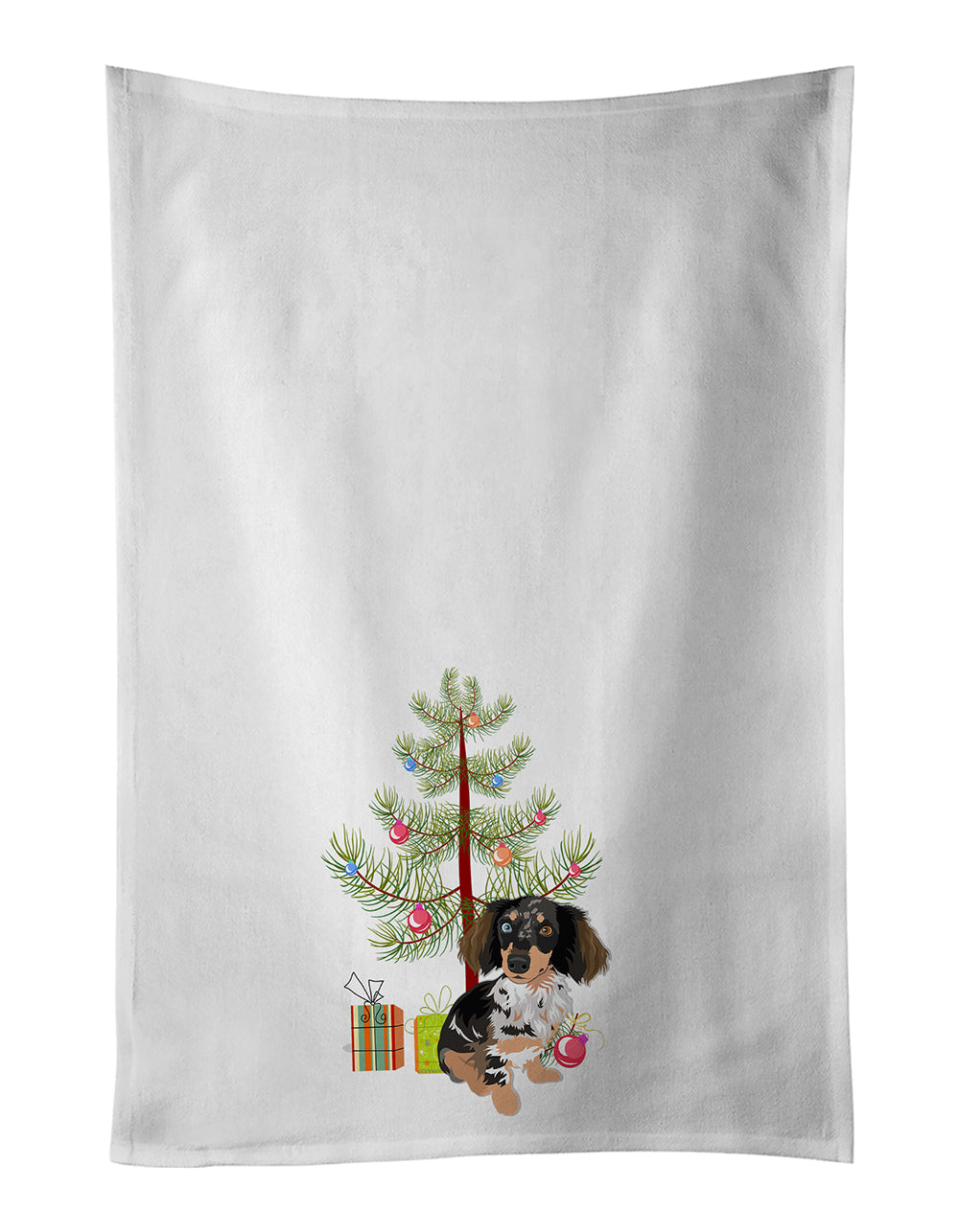 Dachshund Dapple #1 Christmas Kitchen Towel Set of 2