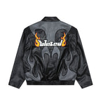 Men's Embroidered Leather Racing Suit Coat