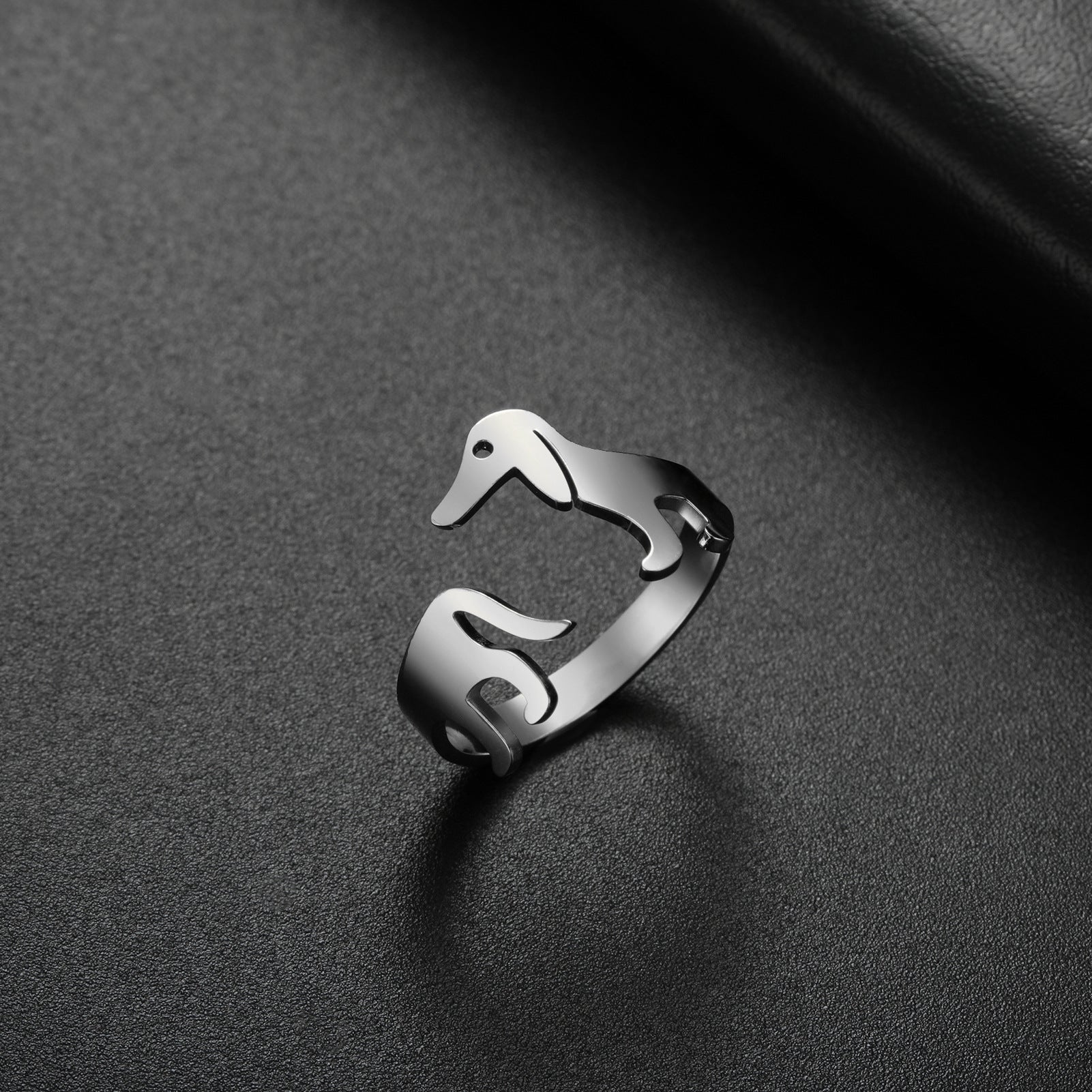 Adjustable Titanium Steel Dachshund Ring