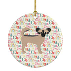 Longhair Chihuahua Merry Christmas Ceramic Ornament