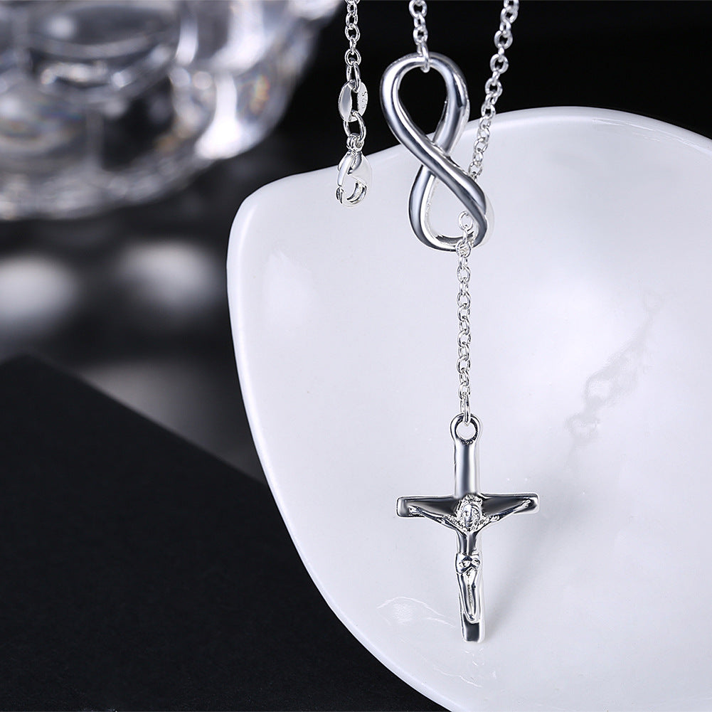 Infinity Cross Lariat Necklace