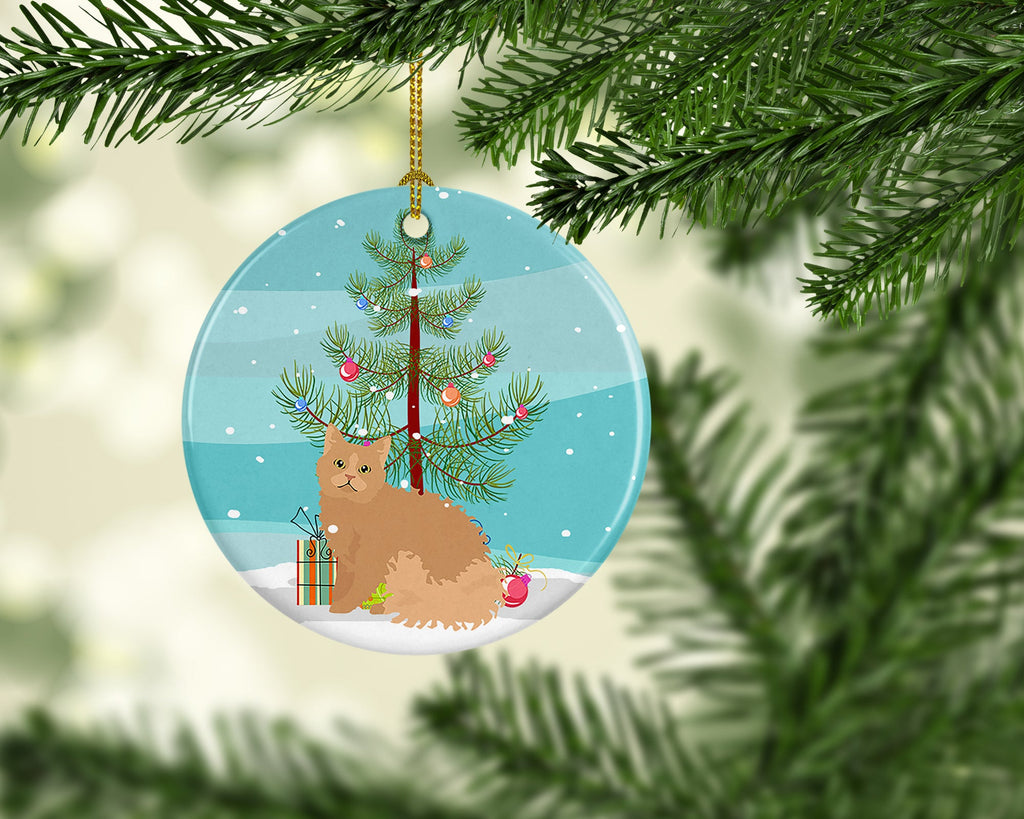 Selkirk Rex Cat Christmas Ceramic Ornament