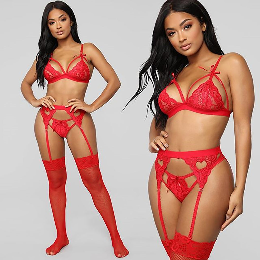 Lace Dress and Lingerie Set with Doll Robe and Bra
