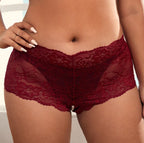 Lace Trim Open-Crotch Women's Lingerie with Pearls