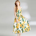 Summer Floral Print Spaghetti Strap Backless Dress