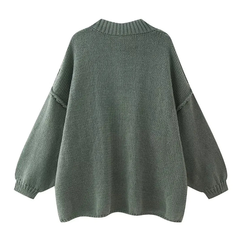 French Loose Round Neck Cardigan Sweater