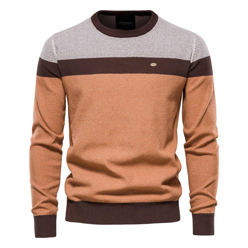 Striped Stitching Long-sleeved Sweater for Men