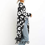 Women's Leopard Knitted Long Sleeve Cardigan Sweater