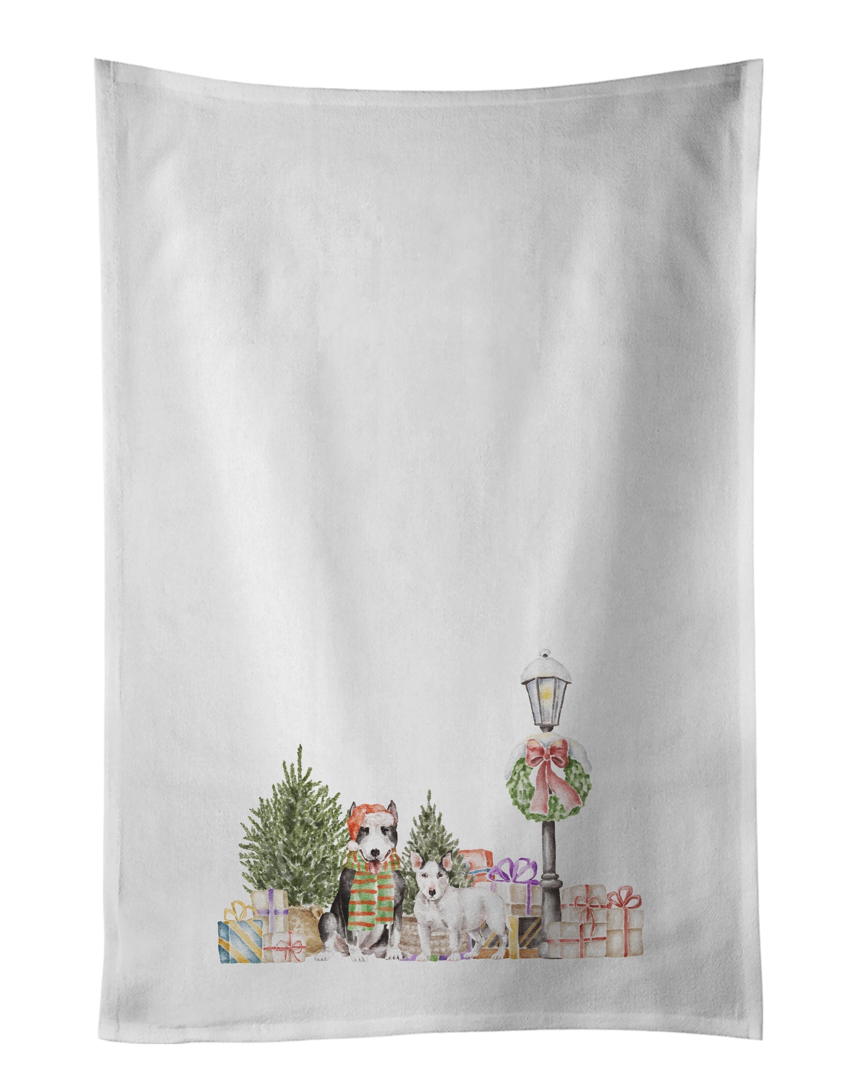 Bull Terrier Duo with Christmas Wonderland Kitchen Towel Set of 2