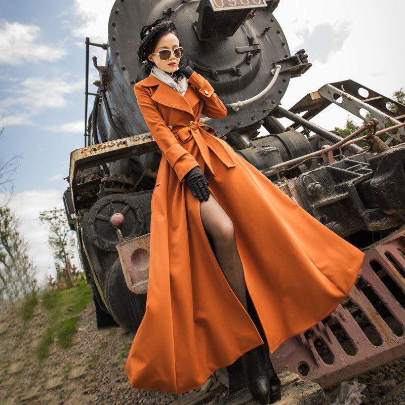 Plus Size Slimming Caramel Long Trench Coat