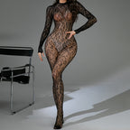 Fishnet Long Sleeve Backless Bodysuit