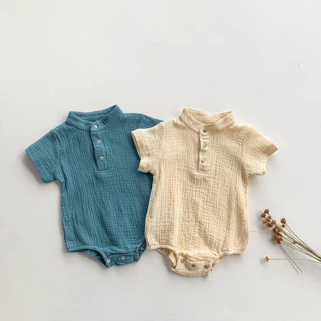Solid Color Gauze Double Bodysuit for Infants