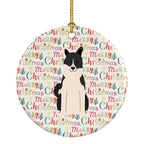 Merry Christmas Russo-European Laika Spitz Ceramic Ornament
