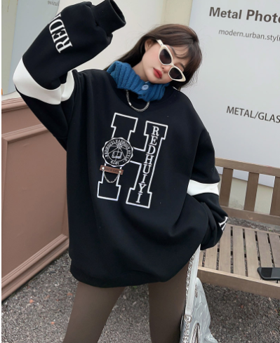 Embroidered Velvet Hooded Sweatshirt for Women | Streetwear