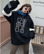 Embroidered Velvet Hooded Sweatshirt for Women | Streetwear