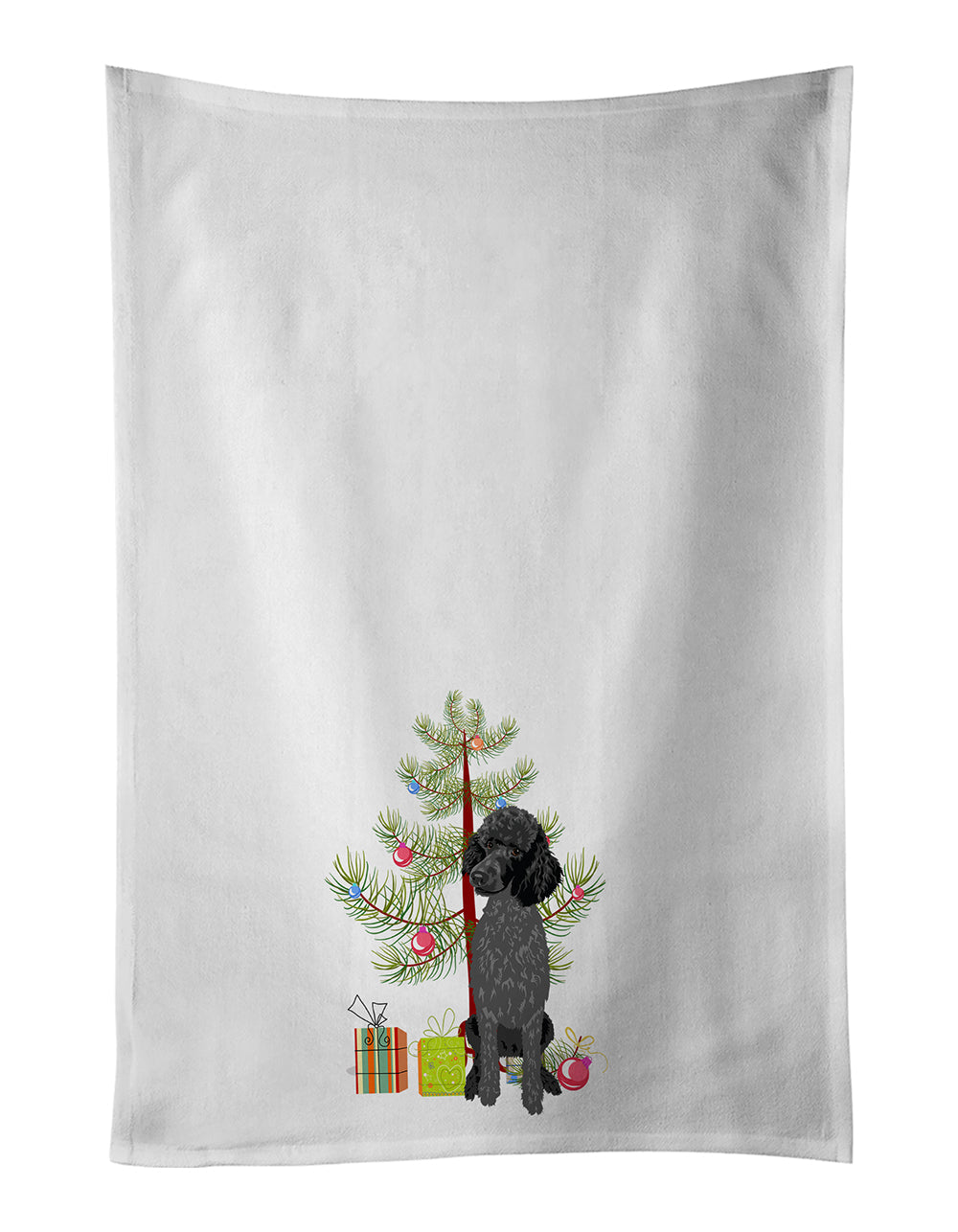 Poodle Standard Black Christmas Kitchen Towel Set of 2