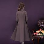 Slim Fit Woolen Overknee Mid-length Coat for Women