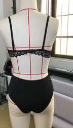 Lace Bodysuit with Suspender Straps for Women