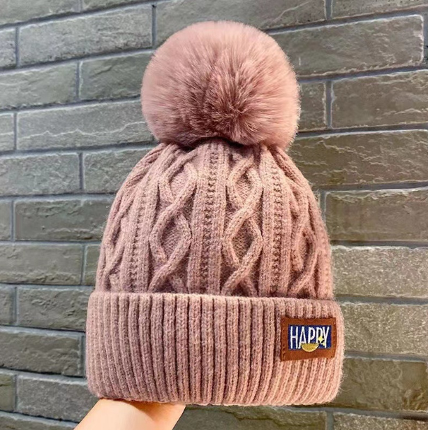 Winter Fleece-Lined Thick Knitted Warm Hat | Embroidered Cap