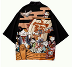 Japanese Printed Kimono Cloak Jacket for Men and Women