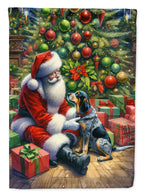 Bluetick Hound and Santa Claus House Flag