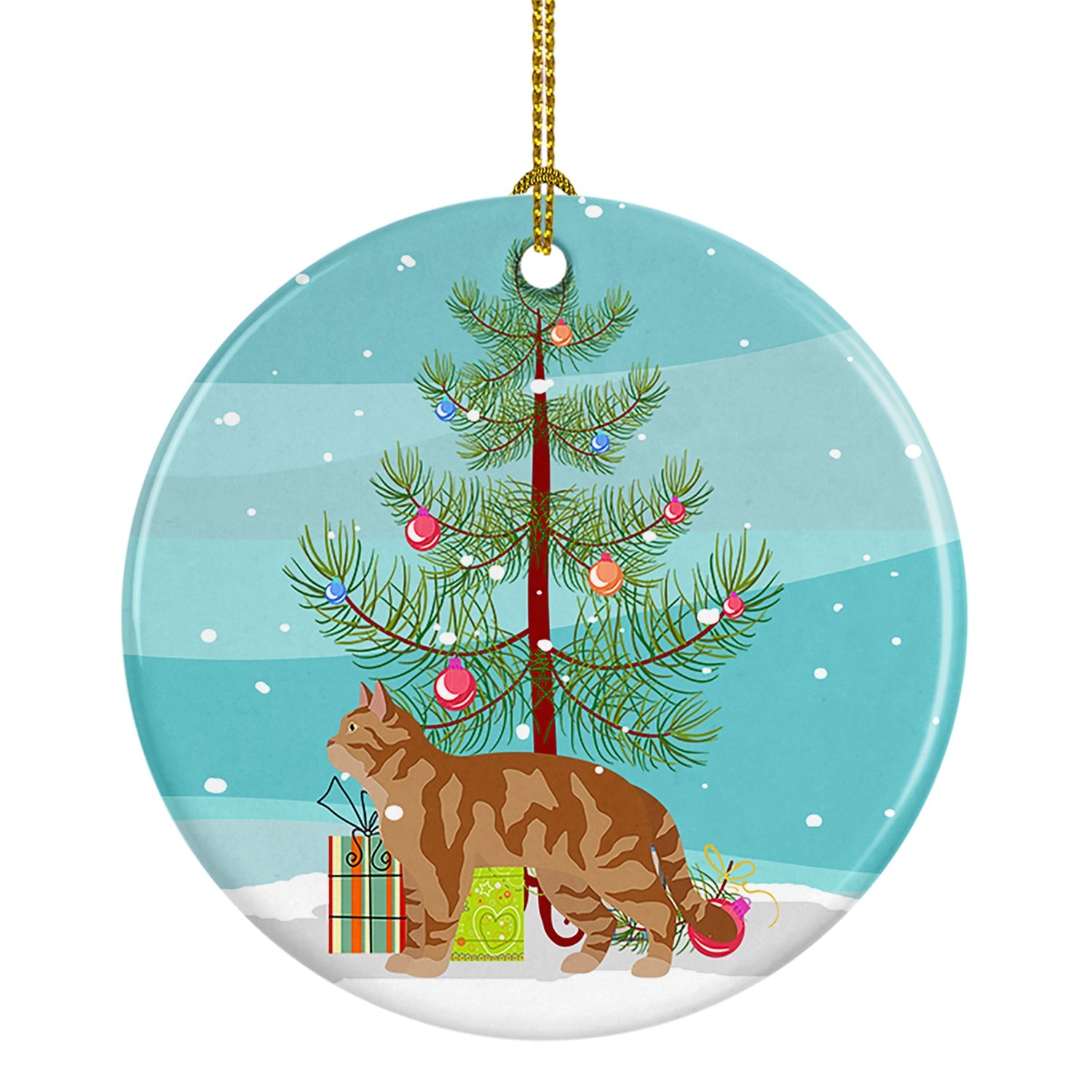 American Wirehair Cat Christmas Ceramic Ornament