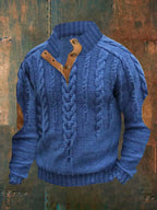 Men's Long-sleeved Sweater with Four Buttons