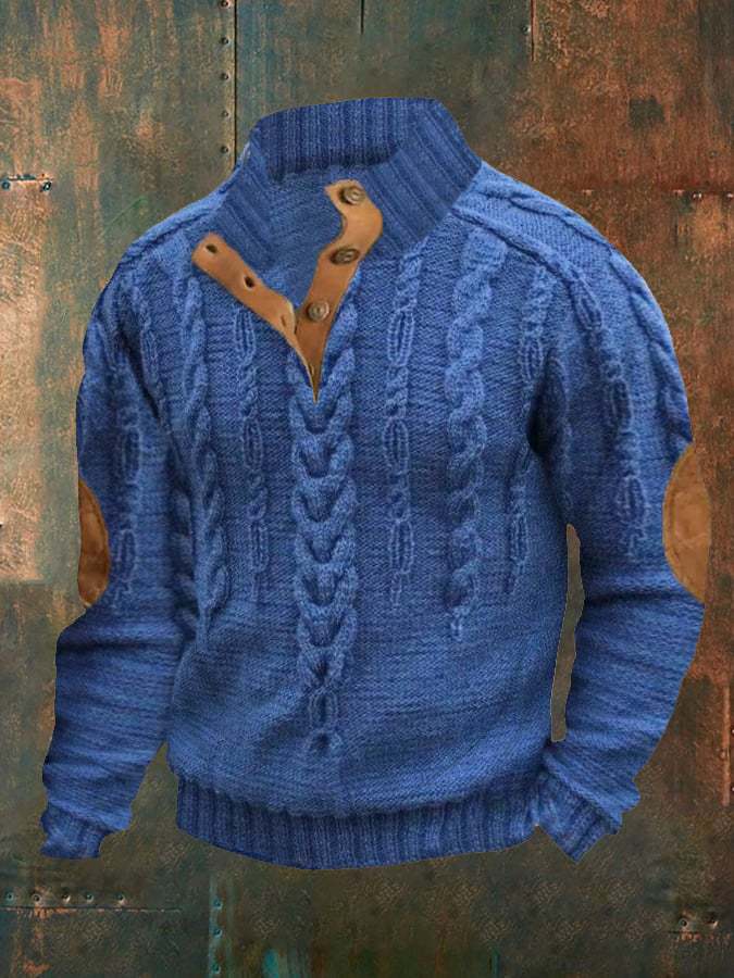 Men's Long-sleeved Sweater with Four Buttons