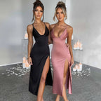 Spaghetti Strap Deep V-neck Bodycon Dress