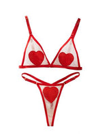 Sheer Mesh Heart Bikini Set