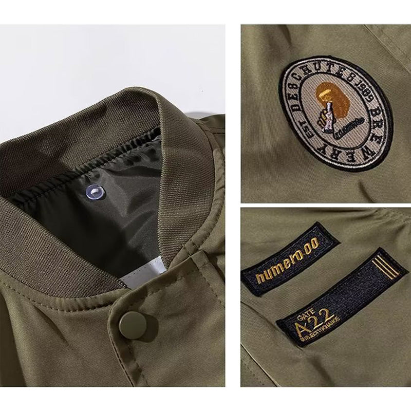 Men's Vintage Embroidered Military Bomber Jacket
