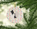 Papillon Merry Christmas Ceramic Ornament