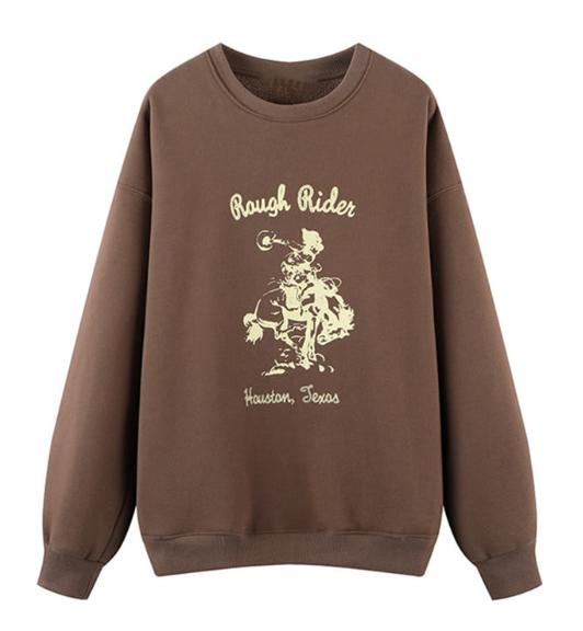 Knight Print Long Sleeve Loose Pullover Sweatshirt | Streetwear