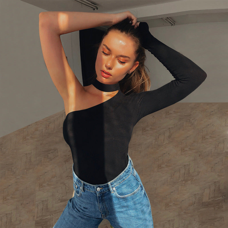 Trendy Women's Sexy One-Shoulder Bodysuit 2019