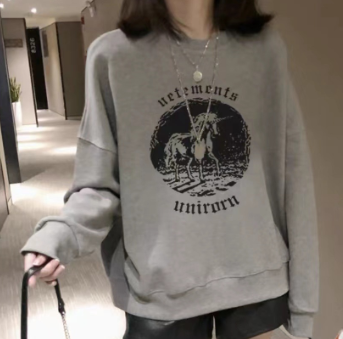 Women's Casual Round Neck Printed Pullover Sweater | Streetwear