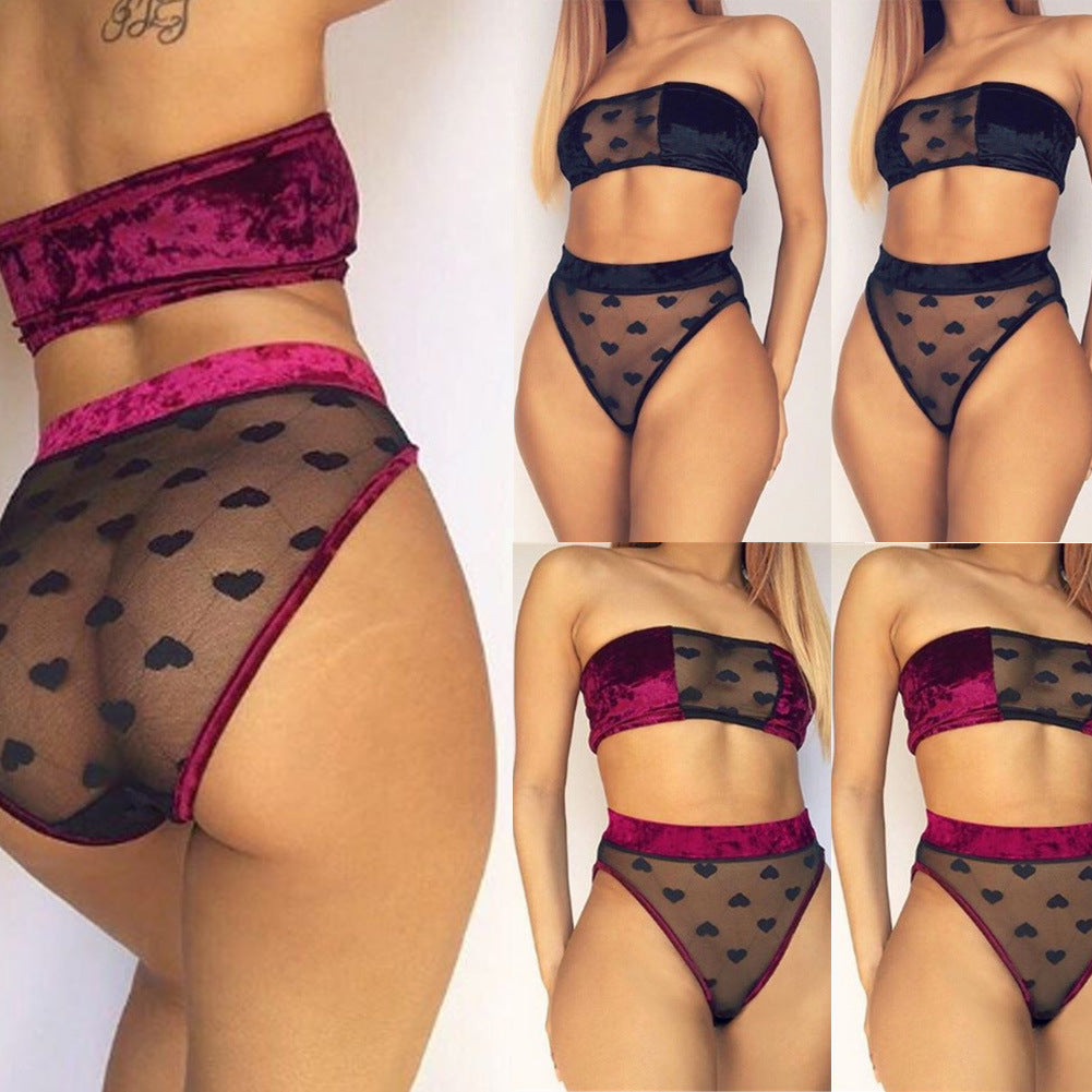 Lace Lingerie Set with Transparent Bustier and Panties