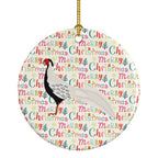 Silver Pheasant Christmas Ceramic Ornament