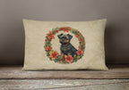 Affenpinscher Christmas Flowers Throw Pillow
