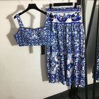 2023 New Floral Print Crop Top & High Waist Skirt