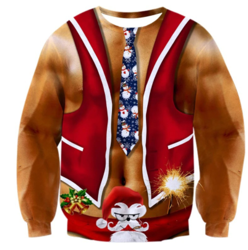 3D Christmas Sweatshirt with Fun Print for Couples | Streetwear