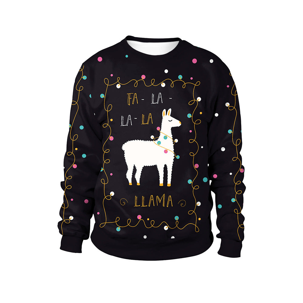 Cute Alpaca Printed Crew Neck Sweatshirt for Women | Streetwear
