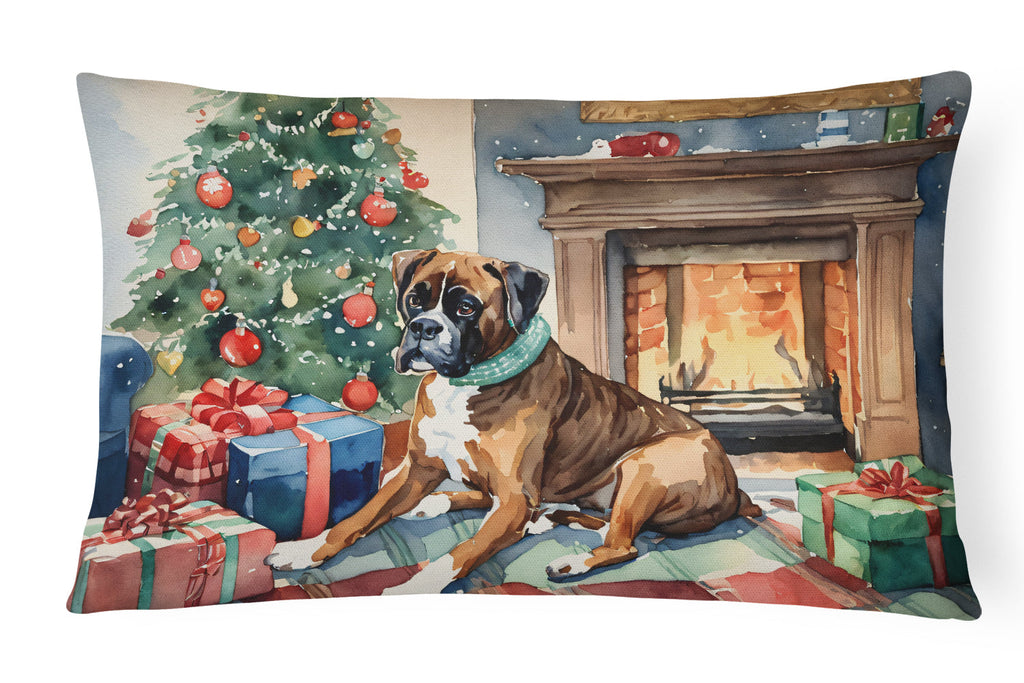 Fawn Boxer Christmas Throw Pillow