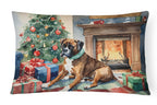 Fawn Boxer Christmas Throw Pillow
